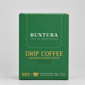 Caja de Drip Coffee Mix con 10 filtros individuales de café de especialidad ecuatoriano. Incluye una selección de cinco perfiles de café de origen, lista para preparar directamente en la taza.