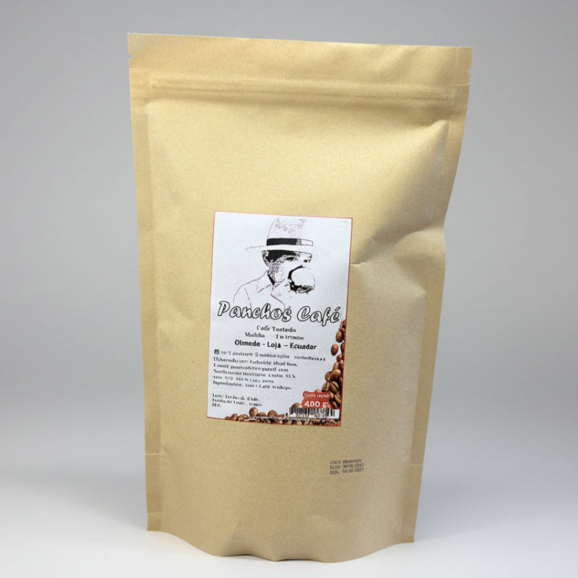 Panchos café es el café tradicional de la marca Papá Café de Loja, 400g. Ganadora de la Taza Dorada 2025.