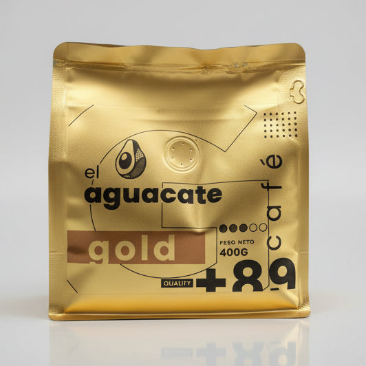 Café El Aguacate Gold, Bourbon Sidra 400g empaque dorado café de especialidad de Loja Ecuador