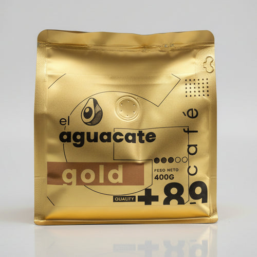 Café El Aguacate Gold, Bourbon Sidra 400g empaque dorado café de especialidad de Loja Ecuador
