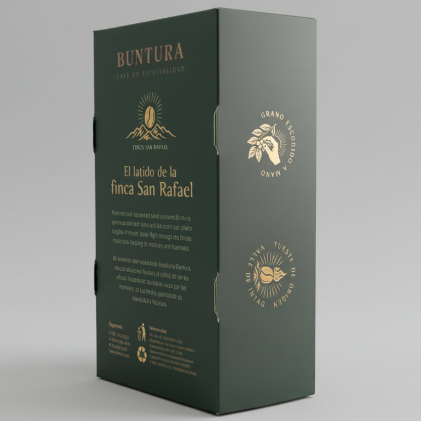 Café Typica Mejorado Honey Buntura 250g — vista lateral, Edición Especial Intag, Cotacachi Ecuador